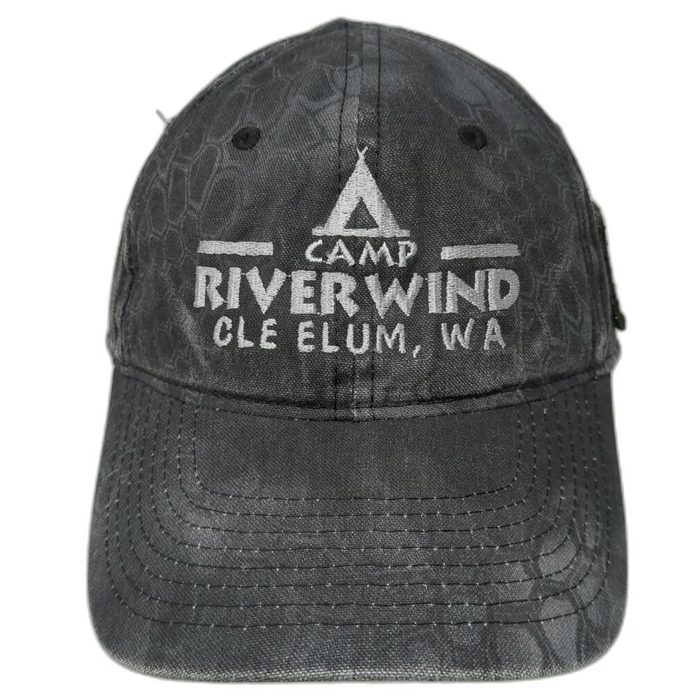 Outdoor Cap Baseball Cap Gray One Size Camp Riverwind Cle Elum WA Camo Flag Hat